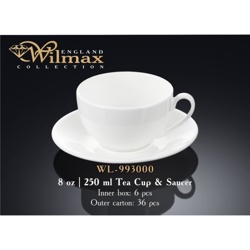 Чашка чайная с блюдцем фарфор 250 мл.Wilmax WL-993000