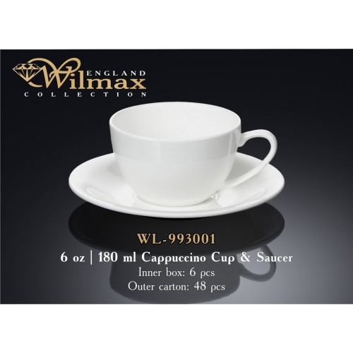 Чашка для капучинно с блюдцем 180 мл. Wilmax WL-993001